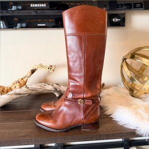 Tory Burch Brita Brown Leather Riding Boots Size 6.5M
